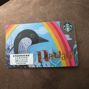Starbucks Hawaii Card with Rainbow and Bird Design